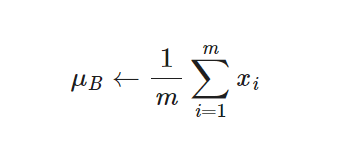 \mu_B \gets \frac{1}{m} \sum_{i=1}^m x_i 