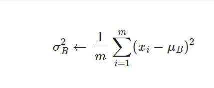 \sigma^2_B \gets \frac{1}{m} \sum_{i=1}^m (x_i - \mu_B)^2